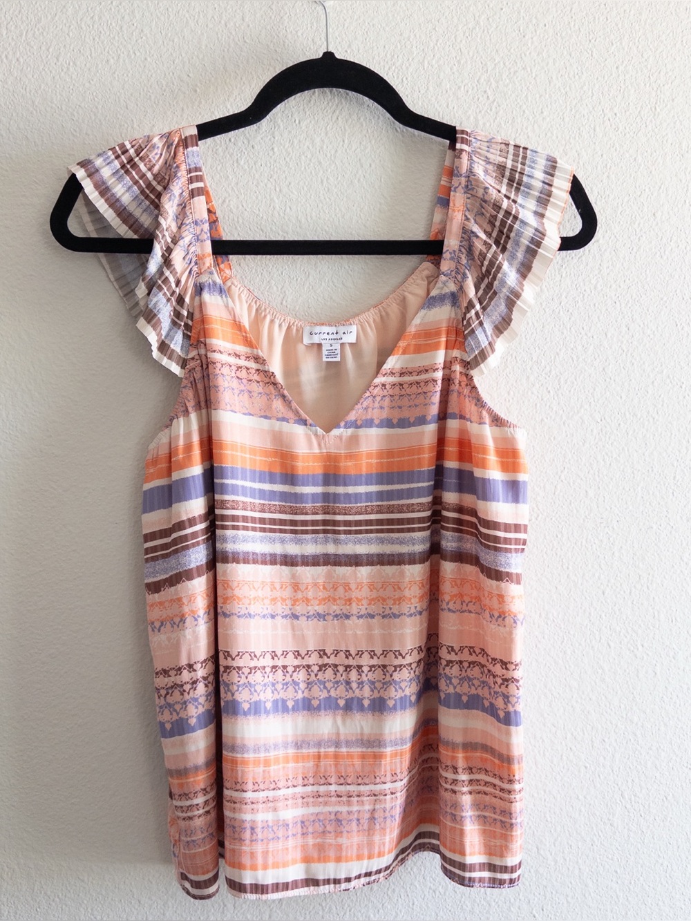 Current Air Ruffle Sleeve Printed Top | Size S